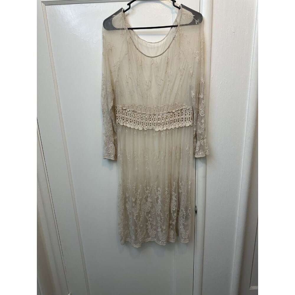 Cato Beige Lace Midi Dress
